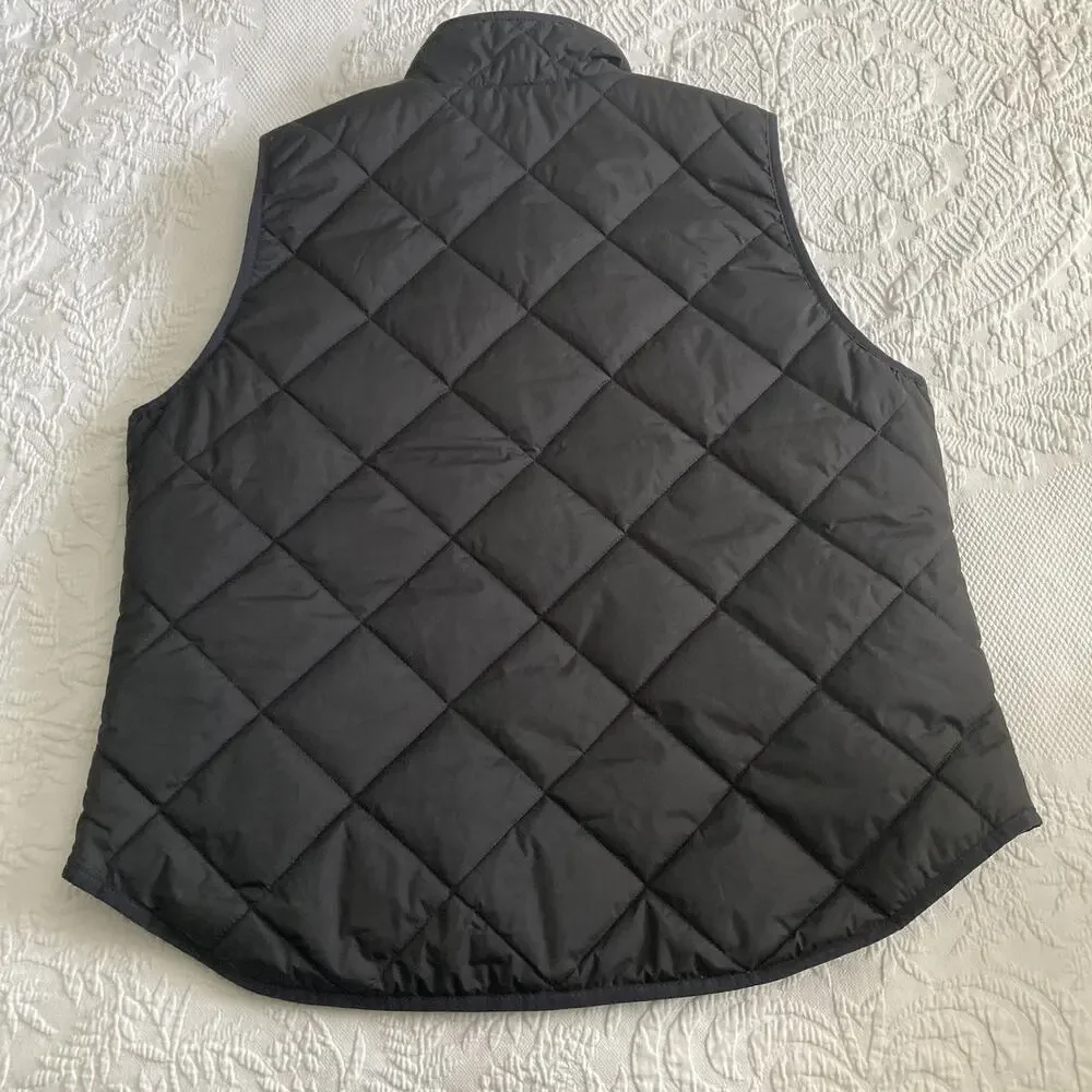 J. Crew Factory Black Quilt Puffer Vest Style BJ901 classic preppy Women’s Large - Picture 4 of 11